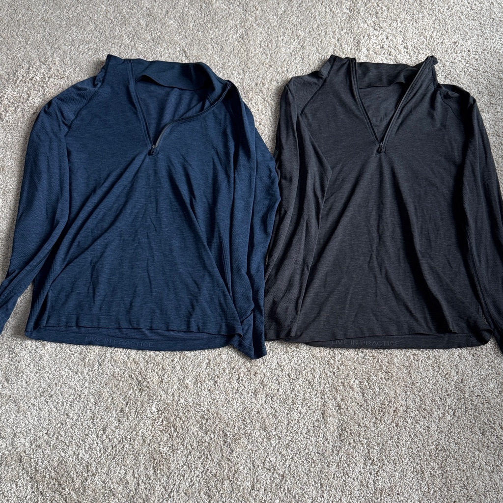 Lululemon Athletica Men's Long Sleeve Quarter-Zip Pullover - Navy & Charcoal